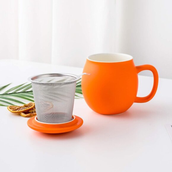 Ceramic Teacup with Infuser and Lid, Mug with Lid for Steeping(Any Color) - Picture 2 of 13